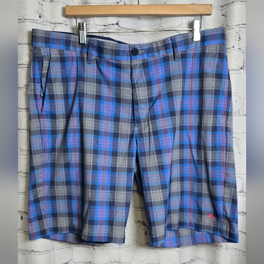 Tommy Bahama Plaid Flat Front Golf Shorts Size‎ 38